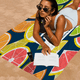 thumbnail image 2 of Bonita toalla de playa con forma de fruta, limón, coco y aguacate, de dibujos animados, para verano, para niños, grande, para piscina, playa, de microfibra, absorbente, para viajes, 2 of 5
