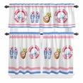 thumbnail image 2 of Kitchen Window Curtains Valance and Tier Set, Summer Swimming Ring Slippers Coconut Rod Pocket Tier Curtain Valance Set, Blue Pink Stripes Light Filtering Cafe Curtains for Bedroom Living Room, 2 of 9