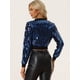 thumbnail image 4 of Disfraz de navidad chaqueta bomber Allegra K con lentejuelas y Manga Larga Azul real M, 4 of 6