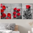 thumbnail image 3 of wall26 3 Panel Canvas Wall Art - Black and White Roses with Touch of Red Color - Giclee Print Gallery Wrap Modern Home Art Ready to Hang - 16"x24" x 3 Panels, 3 of 5