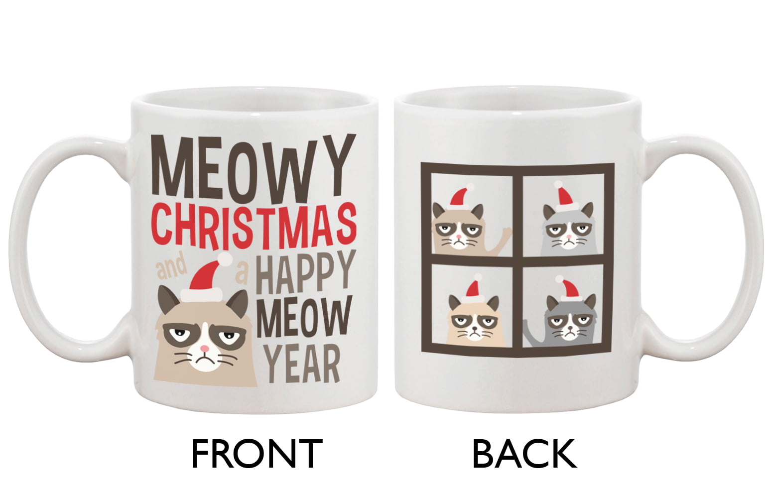 Merry Meowy Christmouse Coffee Mug For Cat Lovers Festive Christmas Cat Mug