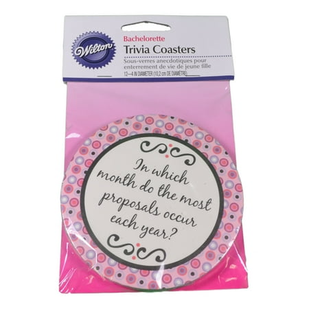 Bachelorette Game - Set of 12 Wilton Wedding Bachelorette Party Trivia Game Coasters