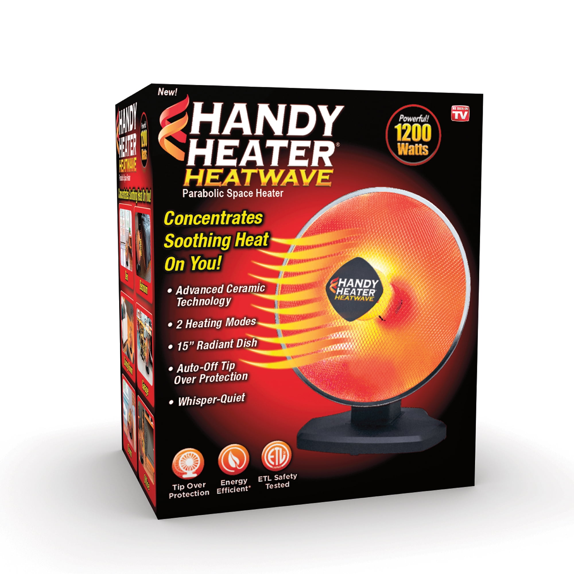 Handy Heater Heatwave Ceramic, Parabolic Electric Space Heater, As Seen
