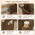 thumbnail image 6 of Muumblus 3-in-1 Convertible Sectional Sleeper Sofa with Recliner, Side Table & USB, 3-Seater Pull Out Couch Bed for Living Room, Khaki Chenille, 6 of 9