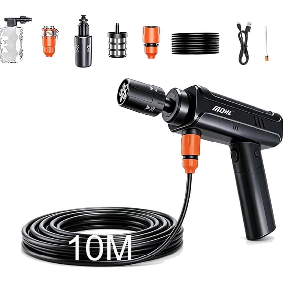 Cordless Portable Pressure Washer Gun, 120W Rechargeable Handheld High Pressure Car Washer with 3300mAh Dual Batteries, 6-in-1 Nozzle Foam Blaster Self-Priming Power Cleaner for Car Patio Yard Fence