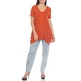 thumbnail image 2 of White Mark Short Sleeve Shirred Front Knit Tunic Top with Pockets, Women's, S-XL, 2 of 6