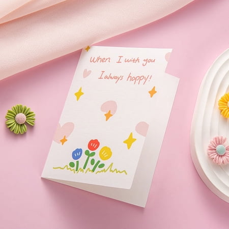 Colorful Greeting Card – When I with you I always happy! Floral Design – Blank Inside – Perfect for Friends Loved Ones or Special Occasions