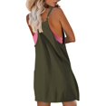 thumbnail image 5 of GILIGEGE Womens Workout Romper Dress with Shorts Underneath Sleeveless Spaghetti Straps Athletic Outfits Casual Short Jumpsuits Loose Adjustable Romper with Pockets Short Beach Outfit Bronze, 5 of 6