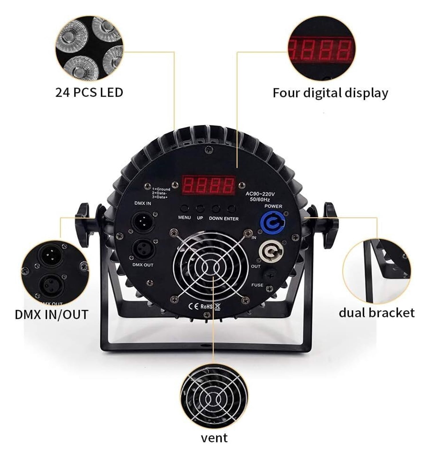 Aluminum 18x12w RGBW UV 4in1 LED Par Light 4-Color Par Light RGBW UV Stage DJ Lighting Equipment ,Easy to Install