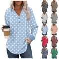 thumbnail image 2 of V Neck Hoodies for Women Pullover Casual Polka Dots Tunic Tops Loose Long Sleeve Sweatshirts Tees, 2 of 6