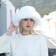 thumbnail image 4 of Sombrero de pescador peludo para mujer, gorro de piel sintética, gorro de pescador cálido y esponjoso, gorro de estilo ruso para invierno, 4 of 5