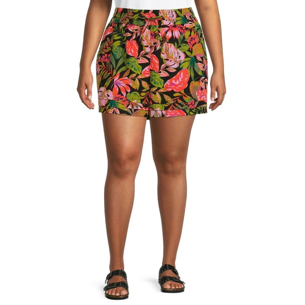 Terra & Sky Women's Plus Size Pleated Pull-On Shorts - Walmart.com