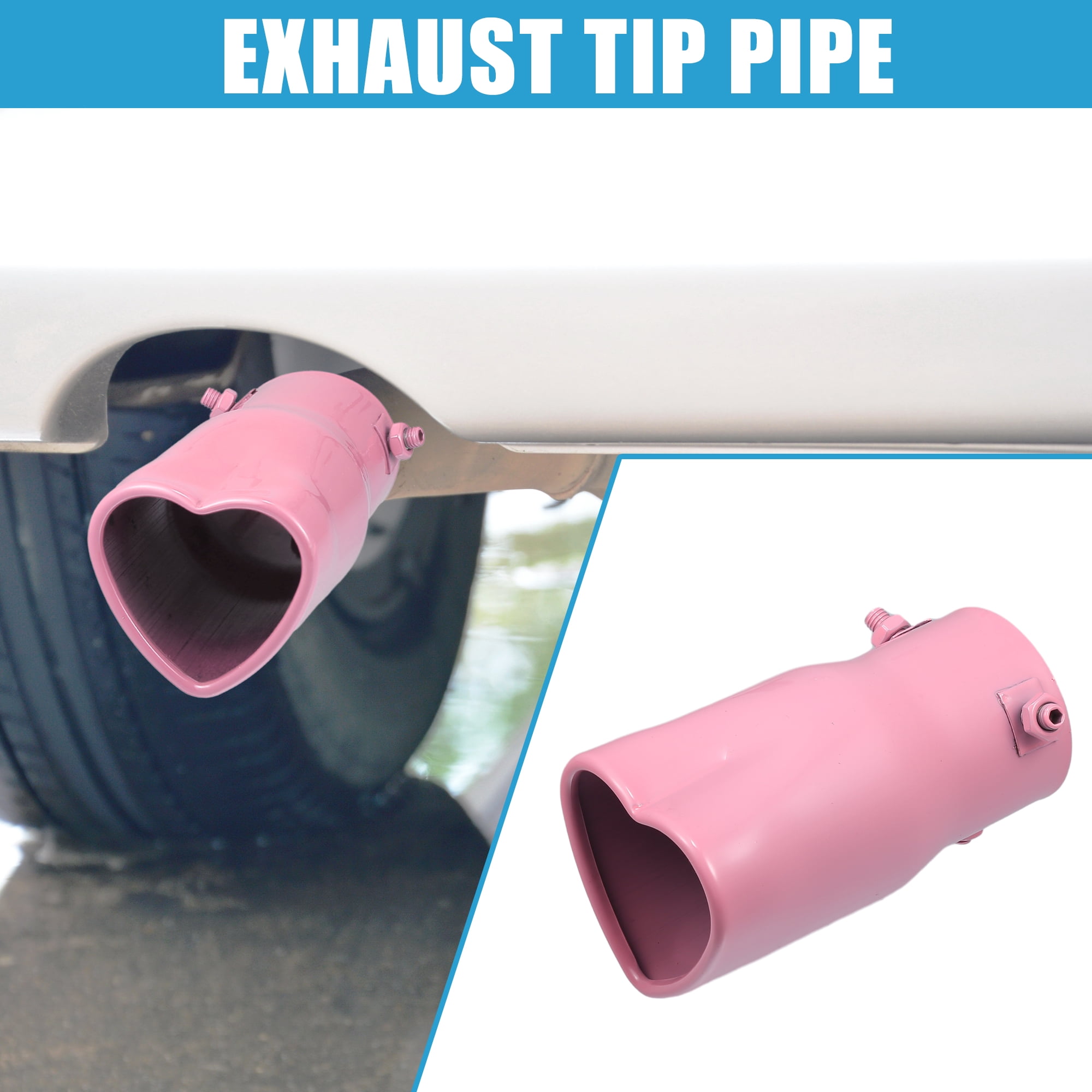 Unique Bargains Car Exhaust Tip Heart Shaped Tail Pipe 2.48Inch OD 2.64"x2.36" Pink