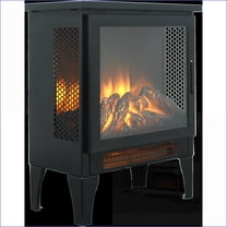 Electric Fireplace Stove, 17-Inch Freestanding with 3D Flame & Two-Speed Heat | Freestanding | Antique Black