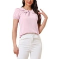 thumbnail image 1 of INSPIRAR CHIC Blusa de Verano Casual con Mangas Abullonadas Retro y Cuello Peter Pan para Mujeres M Rosa, 1 of 6