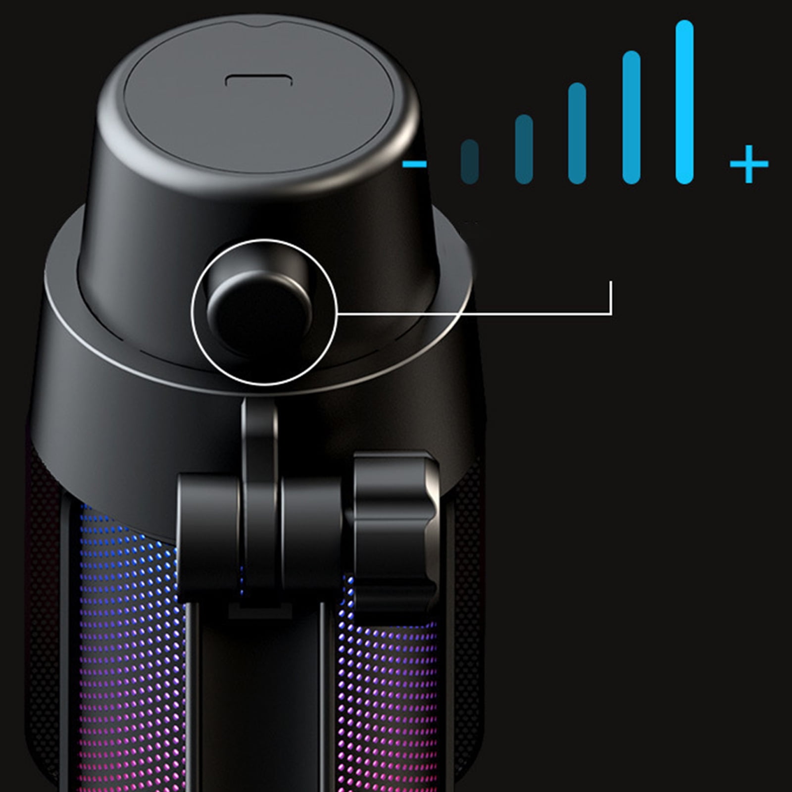 Condenser Microphone for PC USB Connection Color Lights for Recording and Podcasting Live Singing Solid Base