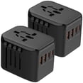 thumbnail image 1 of Conector de Viaje Universal PowerJourney 2Pzas 100-250V 50-60Hz 5V 3A EU/UK/USA/ AUS Negro., 1 of 2