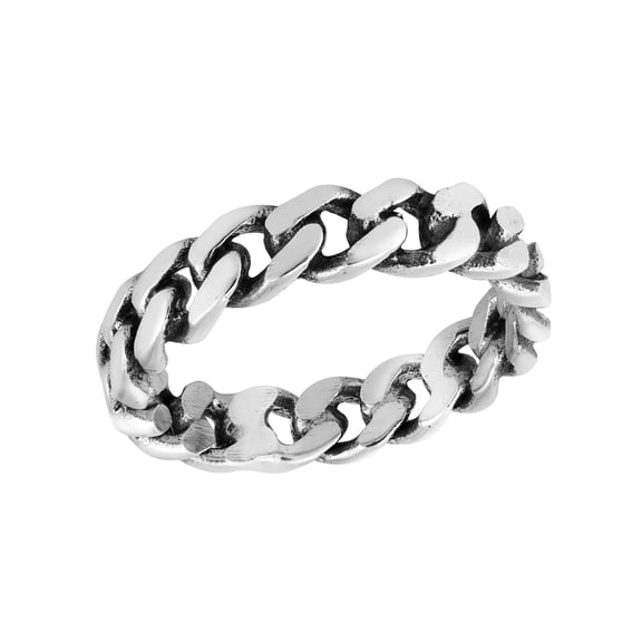 Classic Curb Link Chain Sterling Silver Ring-7