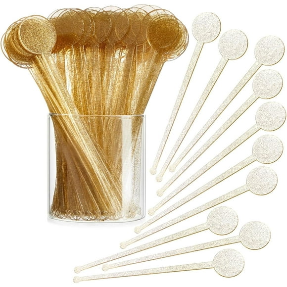 Gold Glitter Cocktail Stirrers 150 pcs Gold Glitter Cocktail Stirrers 150 inch Plastic Stirrers