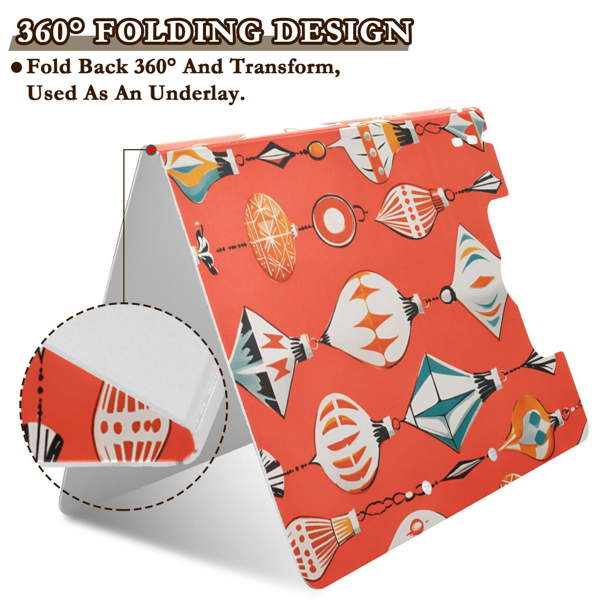 FORMRS A4 Clipboard Folder with Pen Holder Horizontal Foldable School Office Binder, Retro Christmas Ornaments Pattern