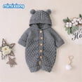 thumbnail image 3 of Douhoow Newborn Baby Boy Girl Knit Romper Hooded Sweater Jumpsuit Winter Warm Clothes, 3 of 5