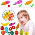 thumbnail image 4 of Frutas y verduras cortadas de madera como juguetes de cocina, simulación de juguetes educativos para niños en edad preescolar, niños pequeños, niñas, apto para niños de 2 años, regalos para el Día, 4 of 8