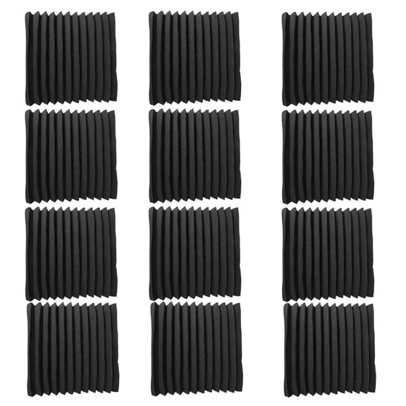 12 Pieces Acoustic Foam Panel Self-Adhesive,Acoustic Foam Panel,Sound Insulation Pad,Reduce Noise,for Studio Home Office,Black