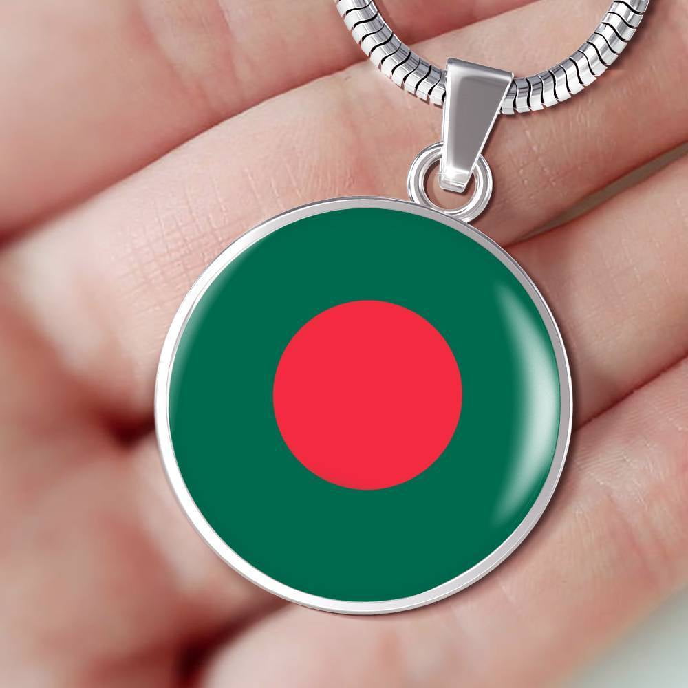 Express Your Love Gifts Bangladesh Flag Necklace Bangladesh Flag Stainless Steel or 18k Gold 18-22 
