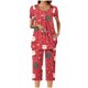thumbnail image 4 of Puntoco Ropa de dormir para mujer Conjunto de pijama con estampado navideño, cuello redondo, botones, manga corta y pantalón con bolsillos y cintura elástica, 4 of 5