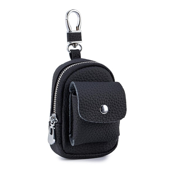 HGIEYS Leather Mini Backpack Keychain – Cute Travel Coin Purse & Makeup Bag for Women, Compact Organizer with Carabiner Clip