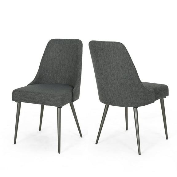 GDF Studio Ella Modern Charcoal Fabric Dining Chairs (Set of 2)
