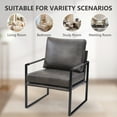 thumbnail image 6 of Bonzy Home Modern Armchair with Metal Frame,Leather Arm Chair Plush Upholstered Accent Chair for Living Room, Bedroom, or Office(Max 300lbs,Black), 6 of 11
