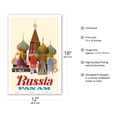 thumbnail image 4 of Russia - Pan American World Airways - Saint Basil’s Cathedral Moscow - Onion Domes - Vintage Airline Travel Poster c.1965 - Master Art Print (Unframed) 12in x 18in, 4 of 4