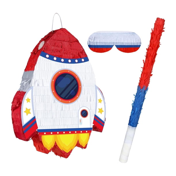 Paquete de piñatas, suministros para fiestas de cumpleaños, vacías, divertidas decoraciones para fiestas con una venda en los ojos y un palo para el c
