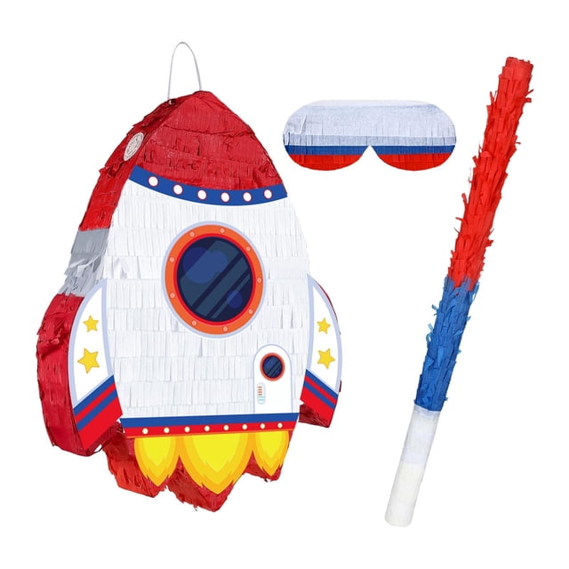 Piñata de Cohete de 4 Piezas para Fiestas Infantiles, Juego de Entretenimiento, Juguete de Papel Rompible Temático Y Decoración, Apto para Niños Y Niñ