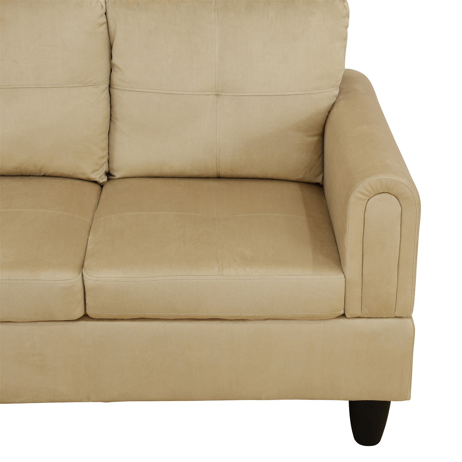 Hommoo L Shaped Couch Set Sectional Sofa, Flannel Living Room Furniture Set, 4-Seat Couches and Sofa for Home, Apartment, Dorm, Beige(No Ottoman)