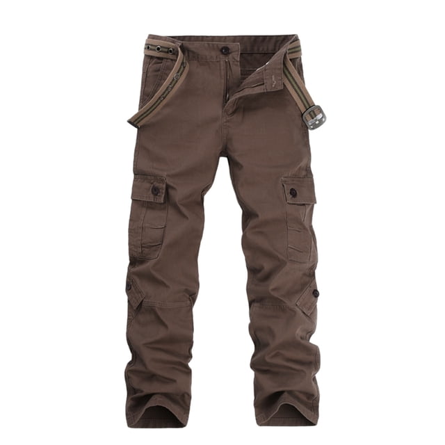 Qarigey Pantalón cargo Transpirable y cómodo Aplicación amplia Hecho con pantalones cargo para hombre de algodón Prendas para la parte inferior del cuerpo café 28