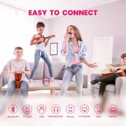 BONAOK Mini Karaoke Machine, Portable Karaoke Speaker with 2 Wilreless Microphones for Home Party, Birthday Gifts, Pink