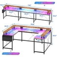 thumbnail image 2 of CABIHOME Bureau de Jeu, Bureau d'Ordinateur Réversible de 78 Pouces avec Prises de Courant, Lumières DEL, Support pour Moniteur et Tablette de Rangement, Table PC en Forme de U/L pour Bureau à Domicile, 2 of 6