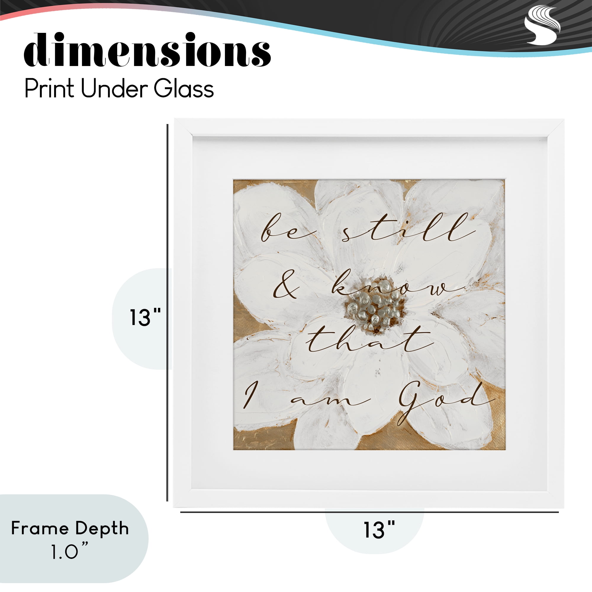Stupell Industries Be Still with White Magnolia White Framed Print Under Glass, design by Lanie Loreth