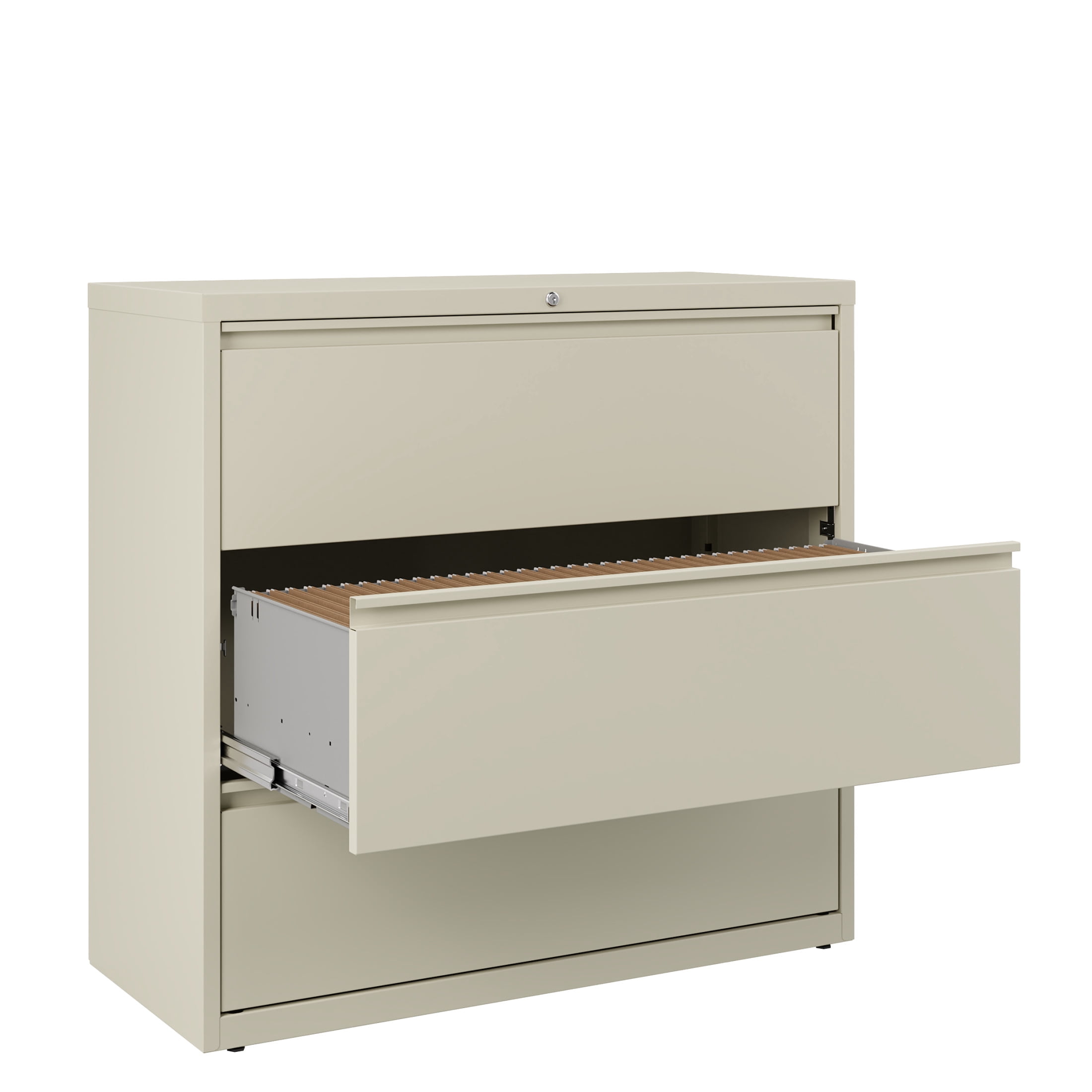 Hirsh 42 inch Wide 3 Drawer Metal Lateral File Cabinet for Home and Office, Holds Letter, Legal and A4 Hanging Folders, Putty