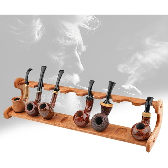 Pekkaxy Tobacco Pipe Stand, Wooden Pipe Stands Holder for Smoking Pipes, Golden Rosewood Smoking Pipe Stand Rack for 8 Tobacco Pipes, Smoker Accessories For Enthusiasts Father Friends