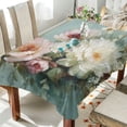 thumbnail image 4 of 60x120 Inch Tablecloth Polyester Square Tablecloth for Home Kitchen Dinner Decor Vintage Peonies and Daisies, 4 of 9