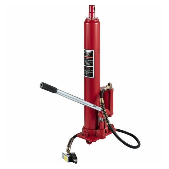 8 Ton Hydraulic Long Ram Jack, 17363 lbs Capacity with Pump & Clevis Base - Shop Crane Engine Hoist Lift for Garage & Automotive - Red