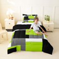 thumbnail image 4 of Homewish Green Geometric Square Twin Comforter Sets,Modern Abstract Bedding Set,Black Reversible,2pcs,1 Comforter and 1 Pillowcase, 4 of 7