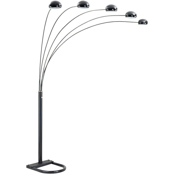 5Arch Floor Lamp with Metal Shade and Black Base Finish