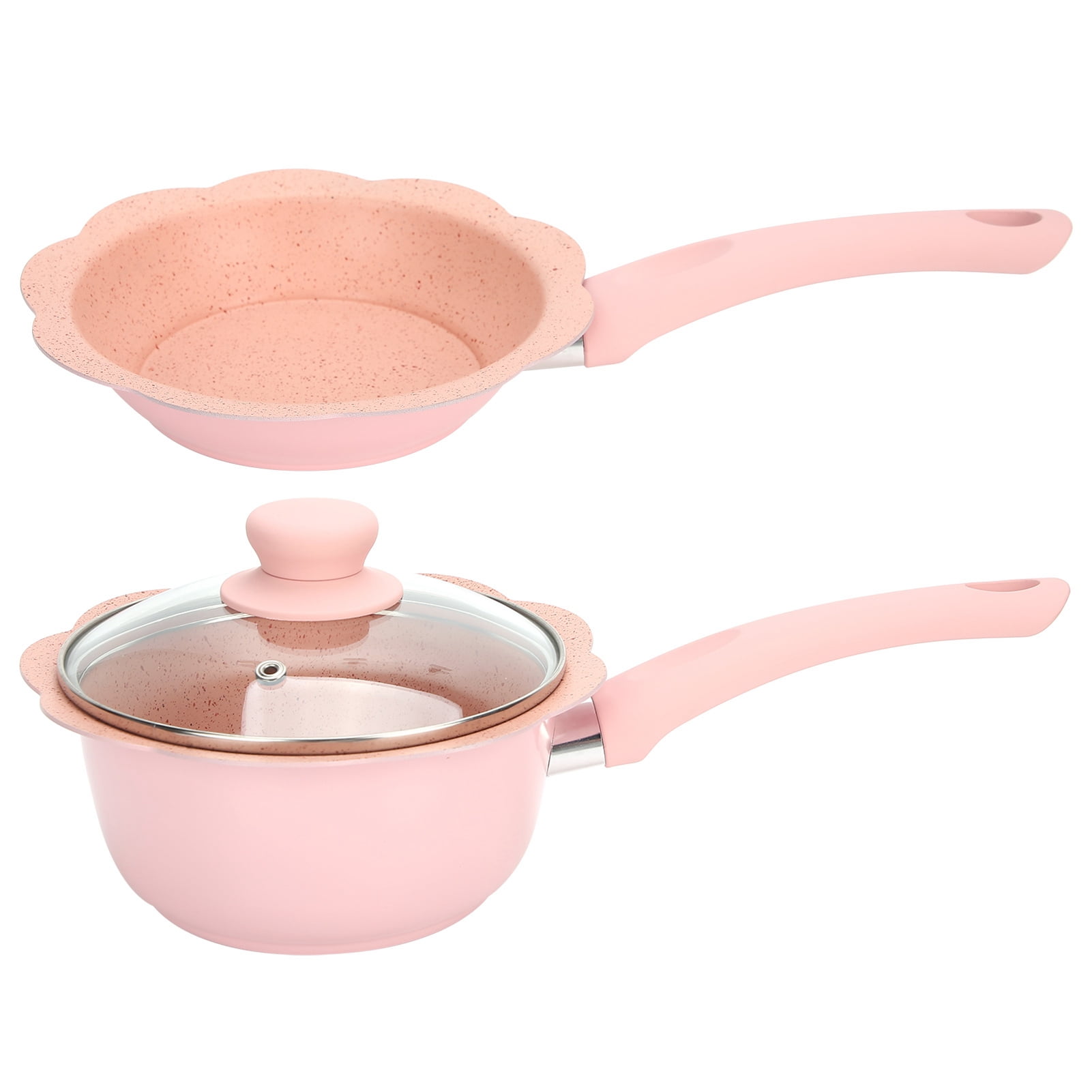 2 x 16cm Milk Pan Saucepan Non Stick Boiling for Gas Electric Ceramic Hob 