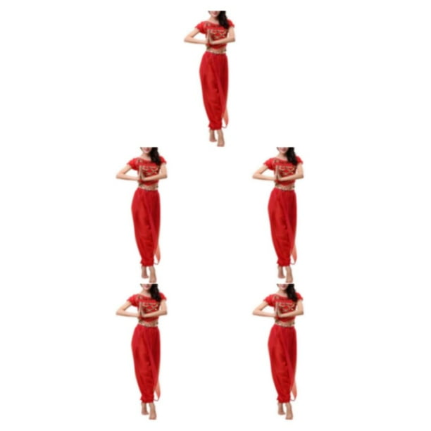 Sonducket Pantalones de danza del vientre indio, conjunto de disfraz de parte trasera de baile, traje de manga para adultos, ropa de Type2 NO2