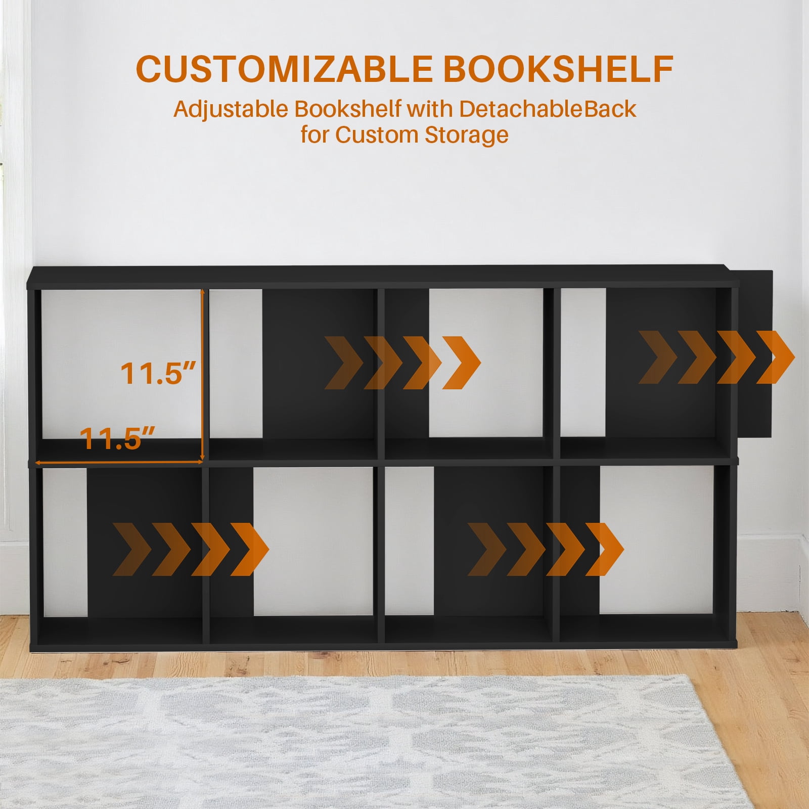 Bigleap 6/8/9 Cube Storage Organizer - Modern Open Cube Bookshelf with Removable Back Panels, Display Storage Bookcase for Living Room, Bedroom, Home Office, Entryway,Black