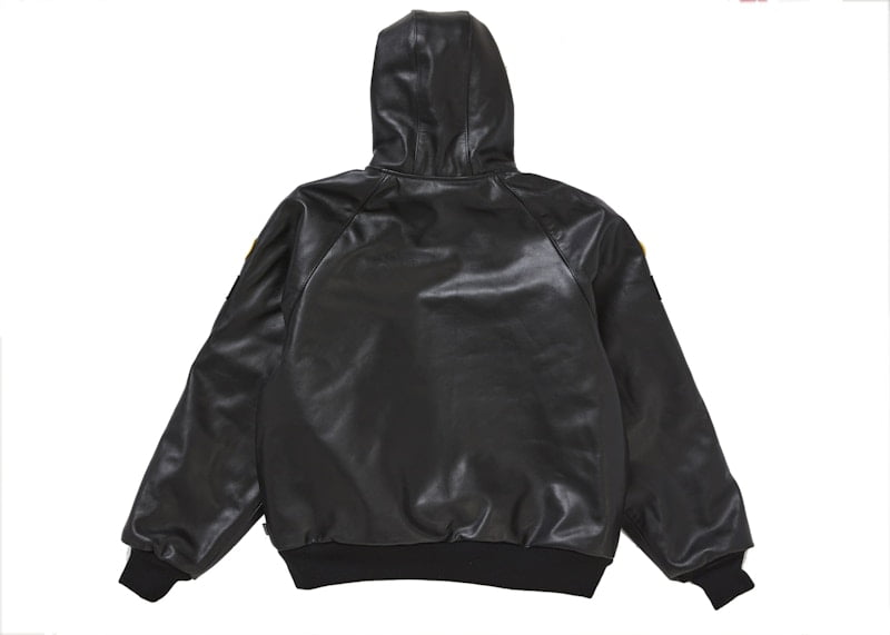 Supreme Men's Vanson Leathers Hooded Work Jacket Black, from